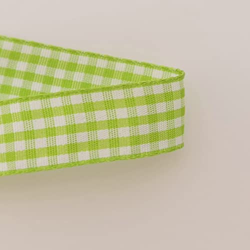 Apple Green Light Green Gingham Plaid Checked Ribbon 25 Yards Each Roll 100% Polyester