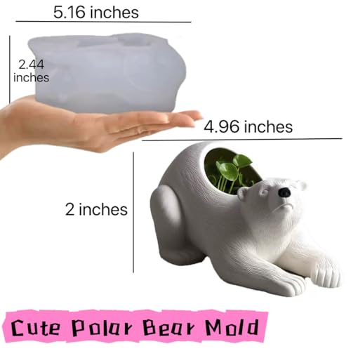 Animal Resin Molds Silicone 3D Cute Polar Bear Epoxy Resin Plaster Candle Holder Wax Molds for Candle Making