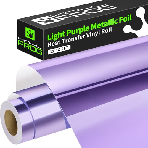 Light Purple Metallic Foil Heat Transfer Vinyl Roll 12" x5ft Light Purple Iron on Vinyl Chrome HTV Vinyl Easy to Cut & Weed DIY Heat Press Design for T