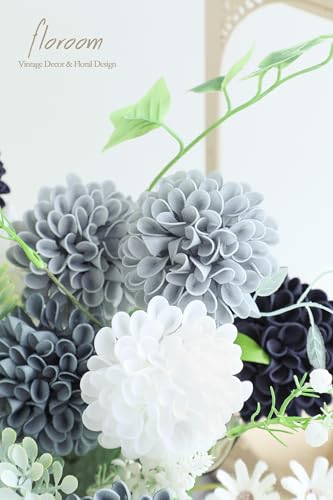 Artificial Dahlia Flowers 25pcs Real Looking Blue Shades Foam Fake Roses with Stems for DIY Wedding Bouquets Bridal Shower Centerpieces Floral Arrangements Party Tables Home Decoration (25 Count)