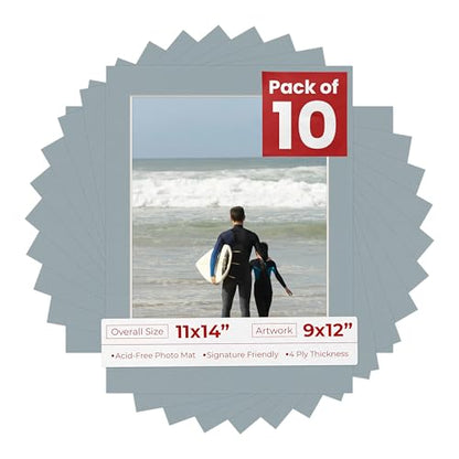 Pack of Ten Acid Free 11x14 Mats Bevel Cut for 9x12 Photos (10 Count)