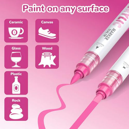 12 Pink Dual Tip Acrylic Paint Markers (12 Count)