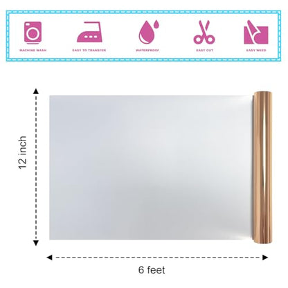 Heat Transfer Vinyl Metallic Rose Gold Foil 12"*6Ft Bundle Chrome HTV Pack in Vibrant Colors for Stunning T