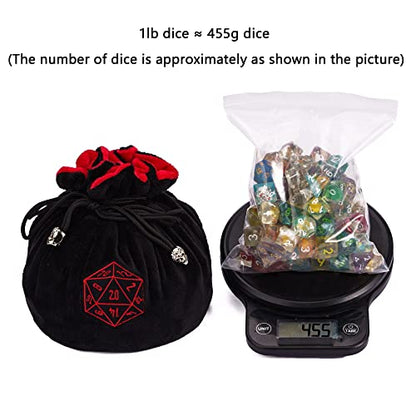 Large DND Dice Bag with Pockets Black Storage Bag for D&D RPG Game (20 Ounce)