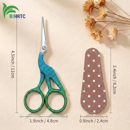 4.5Inch Stainless Steel Sharp Tip Scissors with Leather Cover