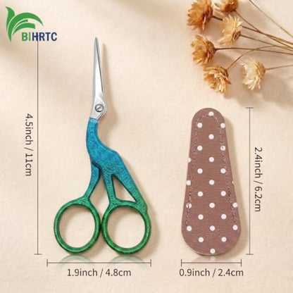 4.5Inch Stainless Steel Sharp Tip Scissors with Leather Cover
