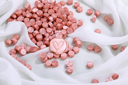 360Pcs Rose Gold Sealing Wax Beads with 2 Spoons and 4Pcs Tea Candles for Wax Seal Stamps (360 Count)