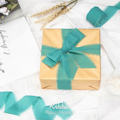 Teal Chiffon Silk Ribbon (60 Foot)