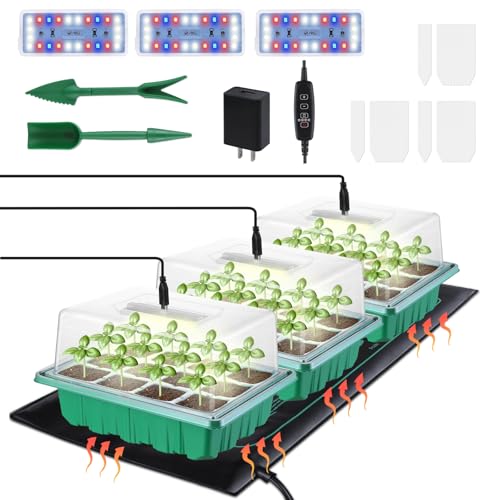 3 Pack Seed Starter Trays with Heat Mat (3 Count)