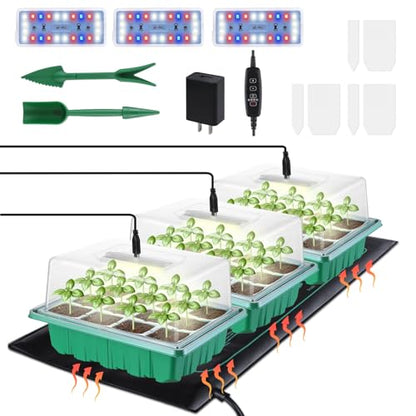 3 Pack Seed Starter Trays with Heat Mat (3 Count)