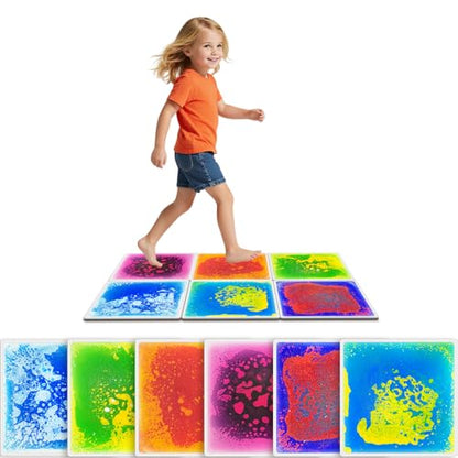 Liquid Sensory Floor Tiles for Kids Ages 3+ (6 Count)