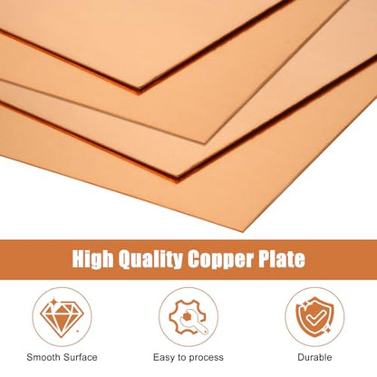 6PCS Pure Copper Sheet 4”x 4”x 0.04”