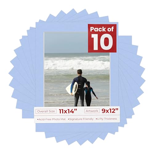 Pack of Ten Acid Free 11x14 Mats Bevel Cut for 9x12 Photos (10 Count)