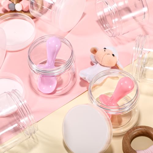 36 Pieces 1 oz Plastic Jars with Lids Wide Mouth Airtight Reusable Container Acrylic Cosmetic Small Jars for Lotions Ointments Travel Toiletries Creams Make up Storage