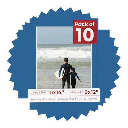 Pack of TEN 11x14 Mats Bevel Cut for 9x12 Photos (10 Count)