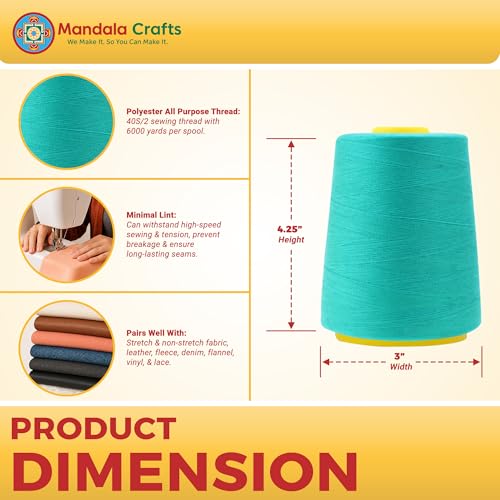 40S 2 Aqua Polyester 4 Pack of Serger Threads Cones