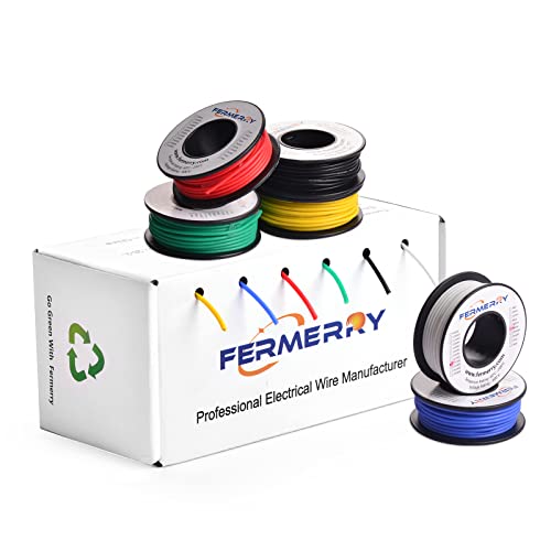 22 AWG Solid Core Wire Spool 50ft Each 6 Colors (6 Count)