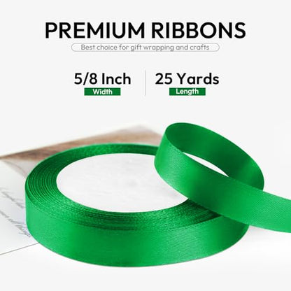 5 8 Inch 25 Yards Satin Ribbon Green