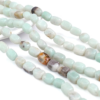 Natural Amazonite Cuboid Stone Loose Semi Gemstone Beads for Jewelry Making 8mmx12mm 38cm (33 Count)
