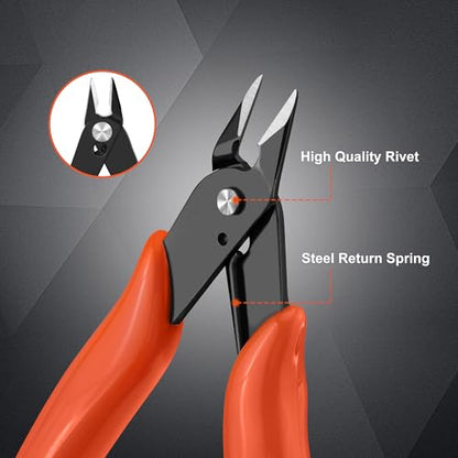 6-Pack 5-Inch Flush Cutters, Spring-Loaded Precision Side Cutters