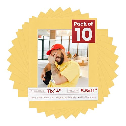 Pack of Ten Acid Free 11x14 Mats Bevel Cut for 8.5x11 Photos (10 Count)