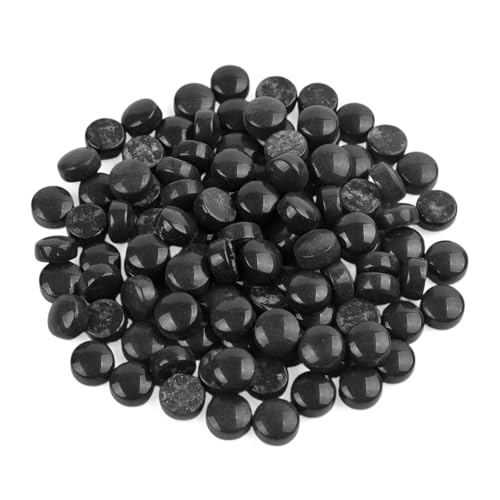 150g Glossy Black Round Glass Mosaic Tiles for Crafts Bulk (5.29 Ounce)