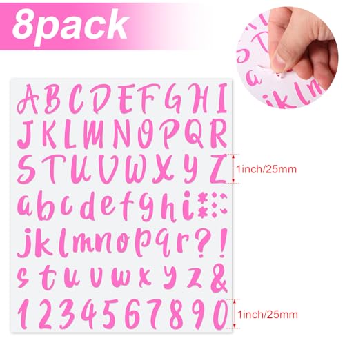 576 Pcs 8 Sheets Letters Stickers Vinyl Alphabet Number Decals Back to School Supplies for Water Bottles Cups Mailbox Scrapbooking Bulletin Board Classroom Decor (8 Count)