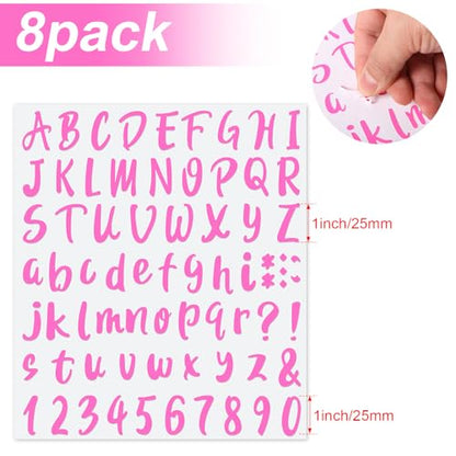 576 Pcs 8 Sheets Letters Stickers Vinyl Alphabet Number Decals Back to School Supplies for Water Bottles Cups Mailbox Scrapbooking Bulletin Board Classroom Decor (8 Count)