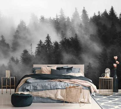 Dark Misty Forest Wallpaper wall murals for Bedroom 159"x107"