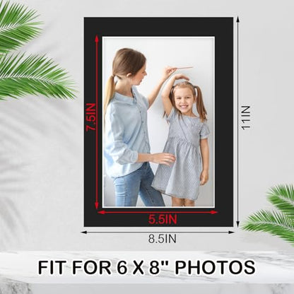 15 Pack Black Picture Mats 8.5x11 for 6x8 Photos (15 Count)
