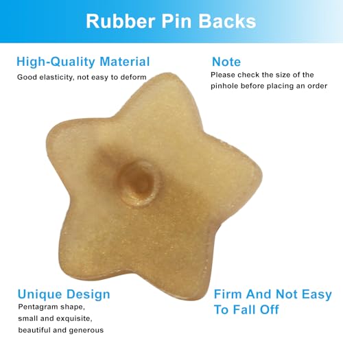 100 Pack Gold Star Shape Rubber Pin Backs (100 Count)