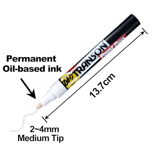 2 White Permanent Paint Markers for Fabric Rock Craft Diy Painting Medium Tip Oil Based Waterproof (2 Count)