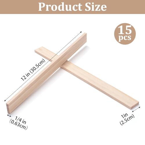 Wood Strips Slats Wooden Dowels for Crafts 1 (15 Count)