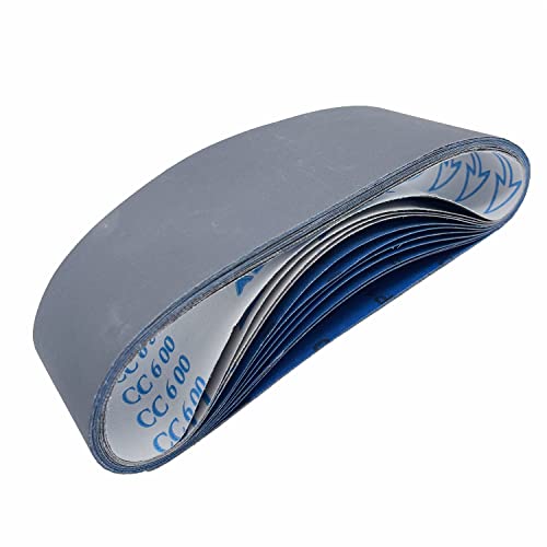 12 Pack 3 x 21 Inch Sanding Belts 600 800 1000 Grit Silicon Carbide