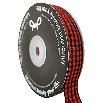 Red and Black Gingham Plaid Checked Ribbon 25 Yards Each Roll 100% Polyester