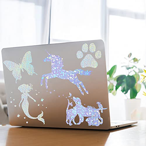 36 Sheets Holographic Sticker Paper A4 Vinyl Holographic Laminate Sheets Self Adhesive Waterproof Transparent Film