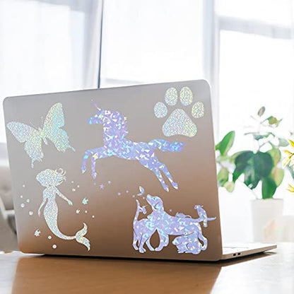 36 Sheets Holographic Sticker Paper A4 Vinyl Holographic Laminate Sheets Self Adhesive Waterproof Transparent Film