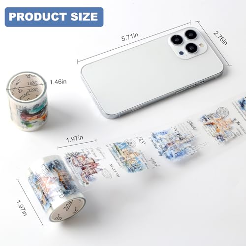 6 Rolls PET Tapes Set Pre Cut Tape Stickers City Stickers journaling Tape Transparent Sticker Books for Scrapbooking Scrapbook Tape Decorative (6 Count)
