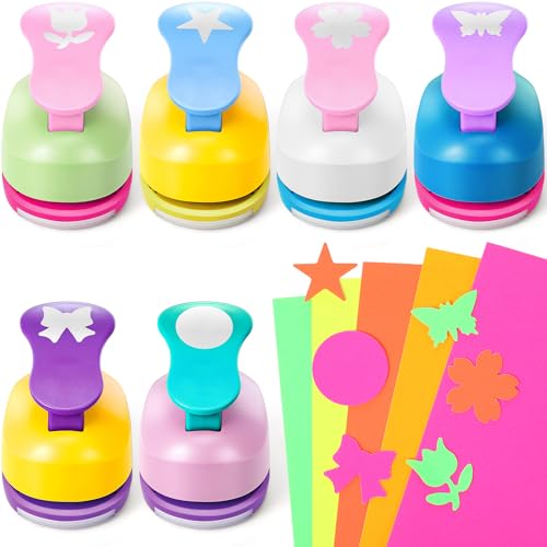 Hole Punches 6 Shapes with Cardstock for Kids (6 Count)