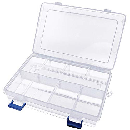 8 Grid Clear Plastic Organizer with Adjustable Dividers