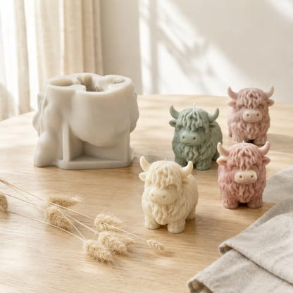 Highland Cow Silicone Molds 3D Animal Candle Soap Resin Casting DIY Craft