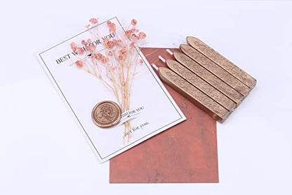 5Pcs Bronze Gold Sealing Wax Sticks with Wicks for Wax Seal Stamp (5 Count)
