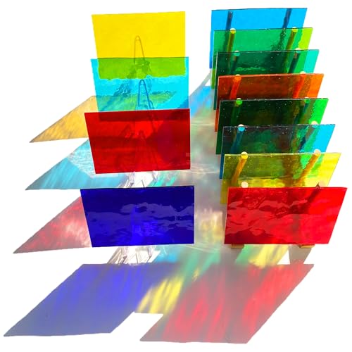 24 Sheets Rainbow Transparent Stained Glass Sheet Value Pack (24 Count)