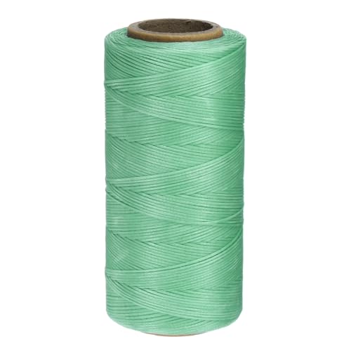 150D 0.8mm Flat Waxed Thread 284 Yards Polyester Leather Sewing Waxed String Hand Stitching Waxed Cord for Leather Stitching Sewing Bookbinding DIY Craft Sky Green