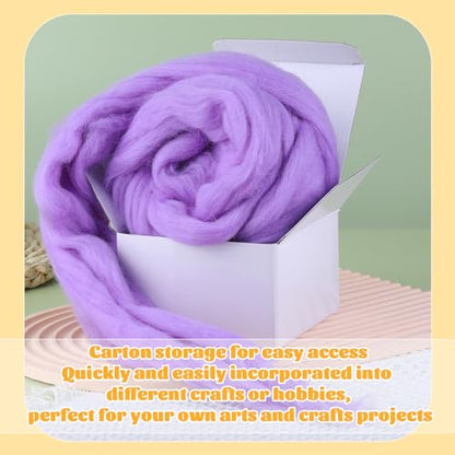 3.53oz Needle Felting Wool Roving for Needle Felting Lavender Felting Wool