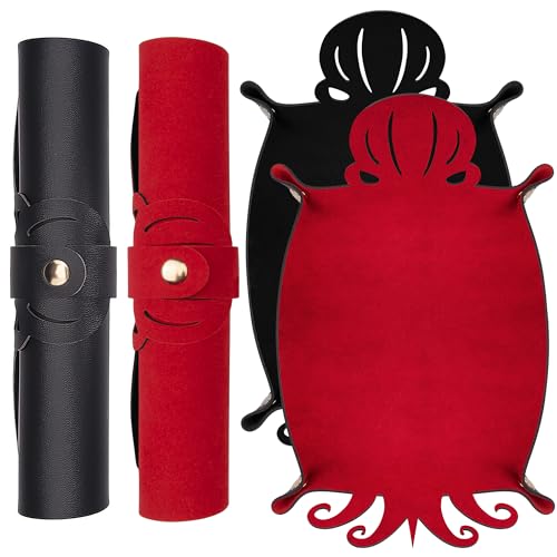 2 Pieces Octopus Dice Rolling Tray PU Leather Dice Mat Folding Scroll (2 Count)
