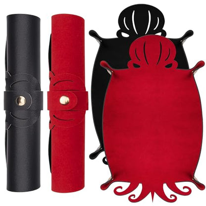 2 Pieces Octopus Dice Rolling Tray PU Leather Dice Mat Folding Scroll (2 Count)