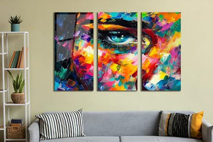 Women Eye Glass Wall Art Oil Painting for Living Room