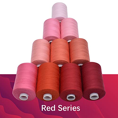 Sewing Thread 10 Color Sewing Industrial Purpose 1000 Yards Per Spool 40S (30000 Foot)