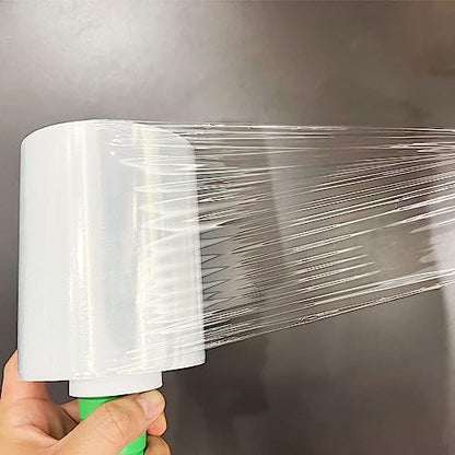 2 Pack Industrial Mini Clear Stretch Wrap Film 80 Gauge 5.1" 1000ft for Pallet Wrap with Plastic Handle